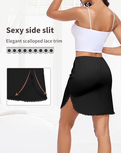 Image of Half Slips for Women Underskirt Short Mini Skirt with Floral Lace Trim