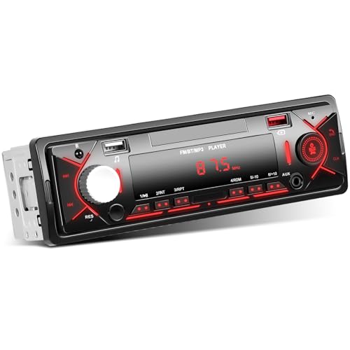 Inefala 1 DIN Radio Coche Bluetooth, Autoradio 1 DIN Soporta Llamadas Manos Libres, Radio FM, Bluetooth 5.0, Reproductor de MP3 con 2 Puertos USB, SD, AUX-in