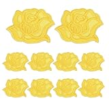 MECCANIXITY 10 Pcs Self Adhesive Rose Flower Patches, 1.85 x 1.54 Inch Cute Flower Embroidered Applique Sew on Patch for Clothing Jackets Backpack Shoes DIY Accessory Bags, Lemon Yellow