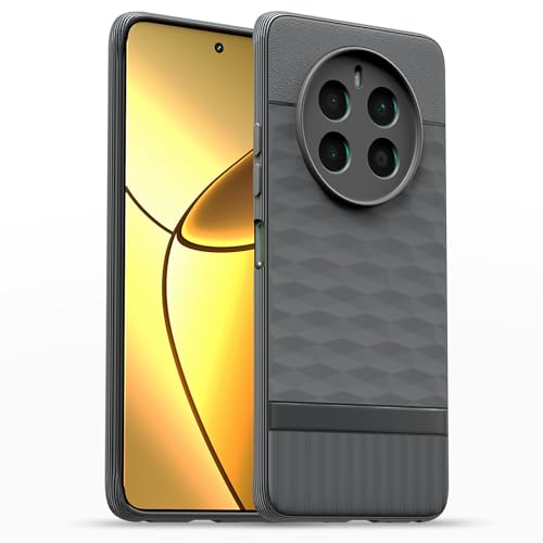 Image of Pikkme Back Cover for Realme 12 Plus 5G / P1 5G / Narzo 70 5G / 70 Pro 5G Camera Protection 3D Hexa Cube Design Silicone Protective Bumper Case (Grey)
