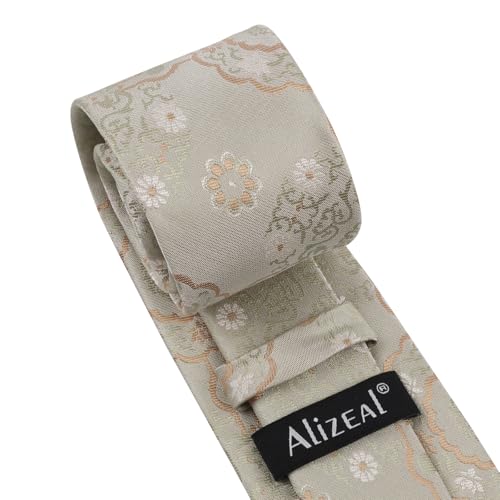 Image of Alizeal Mens Vintage Solid Plaid Tie with Pocket Square 3.15inches Necktie Set