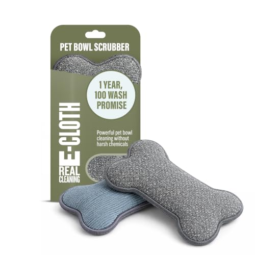 E-Cloth Pet Bowl Scrubber Cleaner Sponge, Bone Shaped - 2 Pack
