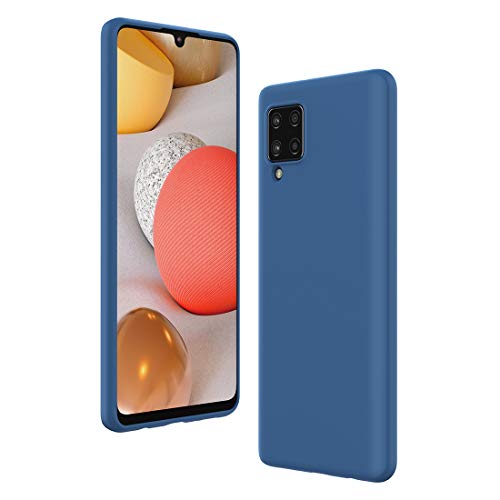 Cresee Compatible with Samsung Galaxy A42 5G Case, Thin Silicone Cover with Microfiber Interior Anti-Scratch Slim Fit Flexible Phone Case - Blue