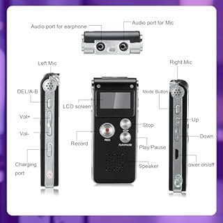 Saillong 7 Pcs Ghost Hunting Equipment Kit 1 Electromagnetic Paranormal Radiation Detector 1 Digital EVP Voice Recorder 1 Hand Held Radio 1 UV Flashlight 3 LED Light up Cat Balls, 8gb(Clear)