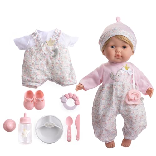 JC TOYS - Berenguer Boutique de corpo macio de 38 cm, os seus olhos abrem-se e fecham, pelo loiro, inclui roupas e acessórios, rosa, desenhado por Berenguer, 2 anos