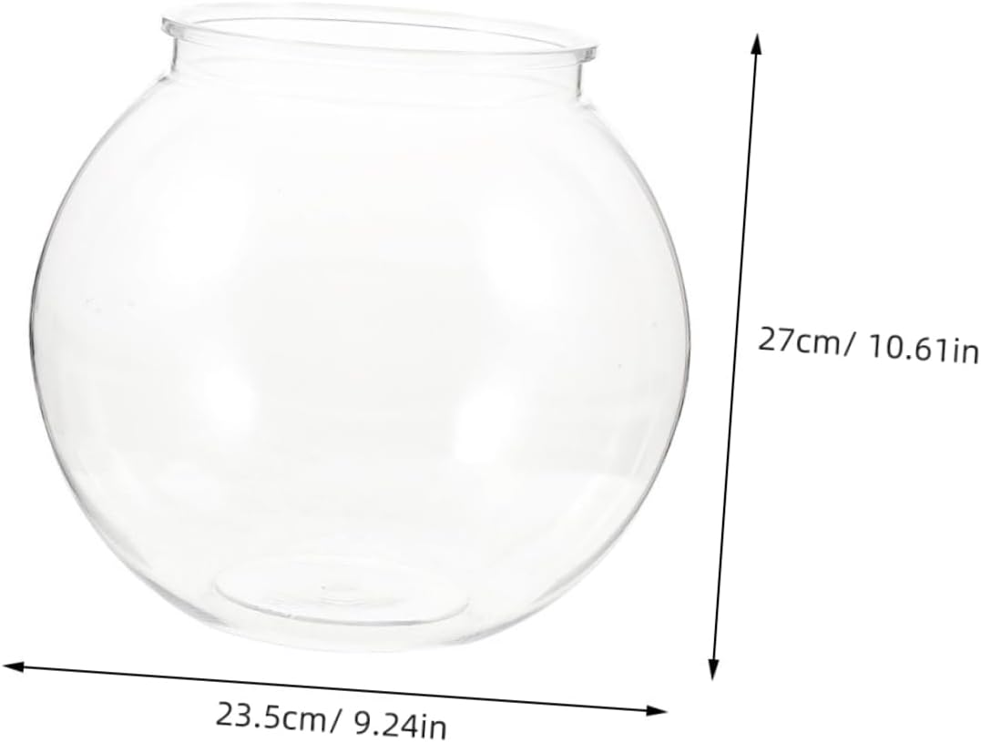 Housoutil Portable Round Plastic Fish Bowl for Home Decoration Multi-Functional Small Aquarium for Fish Shrimp and Plants and Stable Design for Desktop Use