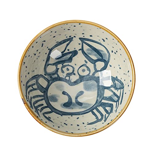 Tj Global Set Of 6 Traditional Japanese Pottery Ceramic Bowls With Different Fish Designs For Rice, Salad, Soup, Cereal, Snacks, Ice Cream - 10 Fluid Ounce Capacity #TOP7