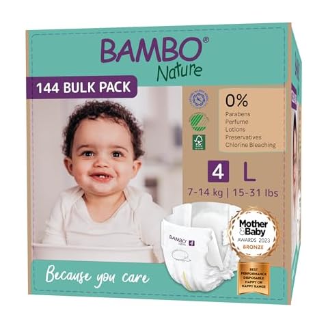 Bambo Nature Eco Nappies Size 4, 144PK Cover