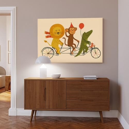 Poster animaux à vélo idée cadeau originale chambre d'ami