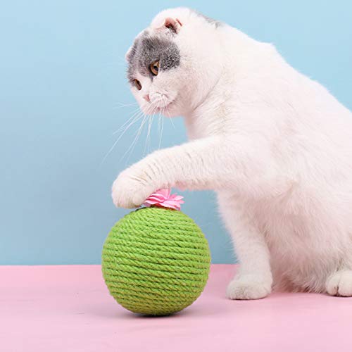 La La Pet® Sisal Cactus Cat Scratching Post Cat Sisal Ball With Flower Cat Scratcher Ball Cat Interactive Toy Cat Play Toy Ball Cat Grinding Claw Toy Cat Activity Tower For Kitten #TOP1