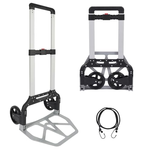 REDCAMP Diable pliable robuste avec capacité de charge de 150 kg, chariot portable en aluminium avec poignée télescopique, sac de brouette pliable...