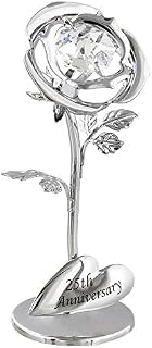 Haysom Interiors Modern 25th Anniversary Silver Plated Flower with Clear Swarovski Crystal Bead by Happy Homewares