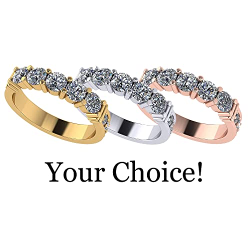 NANA Jewels 5 Stone-1carat Simulated Diamond Anniversary ring/wedding band-Shared Prong-Sterling Silver3