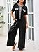 Fisoew Womens Casual Loose Jumpsuits Short Sleeve V-Neck Button Down One Piece Outfits Wide Leg Summer Long Pant Rompers