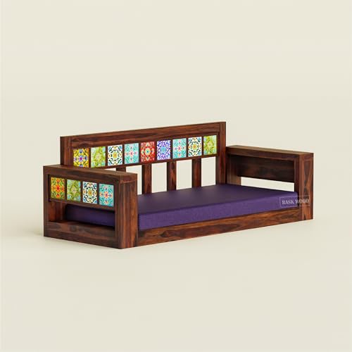 Image of Wooden Swing for Balcony, Solid Sheesham Wood 3 Seater Jhula with Cushion, Heavy Duty Hanging Sofa Bench for Living Room, Indoor Traditional Indian Wooden Swing | Walnut Finish