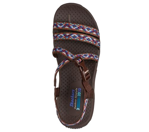 Skechers Women's REGGAE - DREAM WEAVER sporty outdoor sandal, Chocolate Multi 9 M