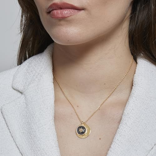 Collier médaille gravée en plaqué or d'exception et son charm soleil noir
