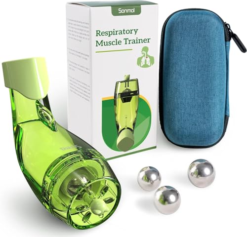 Sonmol Lungentrainer, Atemtrainer verbessert Lungenfunktion bei langfristiger Anwendung, ideal für COPD, Asthma Patienten, 3 Größen Edelstahlkugeln für die Meisten Atemwege OPEP Therapie