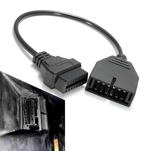 Shakas 1 PC OBD1 Scanner Connector, 12 Pin to OBD1 to OBD2 16 Pin Scanning Diagnostic Extension Tool Cable Connector, Replacement Accessories, Suitable for Most Cars (Black)
