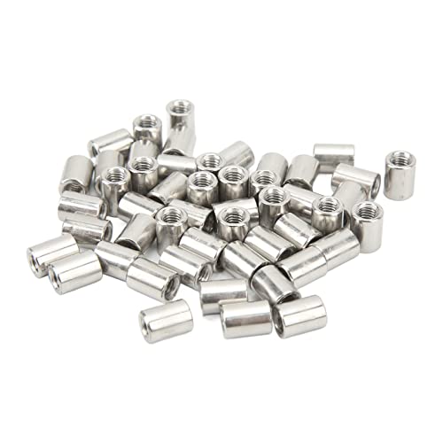 Respicefinem 50Pcs Round Rod Connector Coupling Nut Made of 304 Stainless Steel with Female Thread M6x1 0 10 L13mm for Home Decoration Mechanical Maintenance Equipment Maintenance