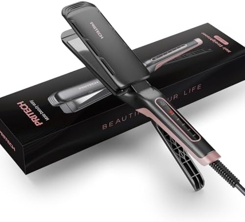 Professional Flat Iron 1.77-inch Wide Plate Titanium Hair Straightener, 5 Adjustable Temp(290-450℉), Frizz-Free Dual Voltage Easy Use Effortless for Home and Salon