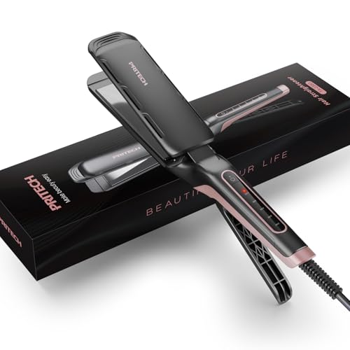 Professional Flat Iron 1.77-inch Wide Plate Titanium Hair Straightener, 5 Adjustable