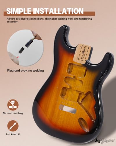Image of Leo Jaymz DIY ST Style Electric Guitar Kits,Spray-painted Mahogany Body,Laurel Wood Fingerboard and Maple Neck, including all Components (ST-Sunburst New)