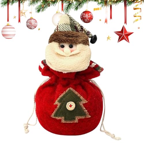 クリスマス人形バッグ | クリスマス生地収納バッグ - 再利用可能なお菓子包装ラッピング袋 子供 男の子 女の子 | キャンディとお菓子の包装に最適