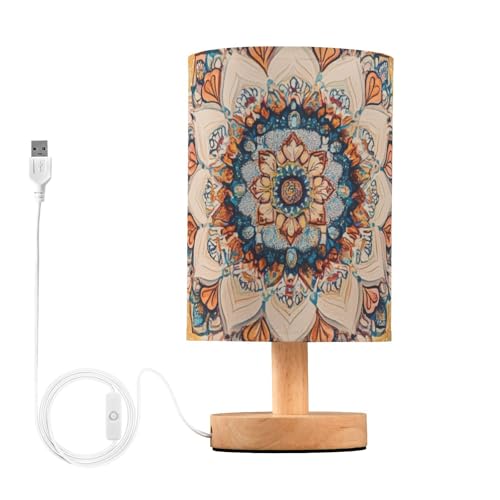 Lámparas de escritorio LED, lámparas eléctricas bohemias con patrón bohemio vintage para mesa de cristal para niños