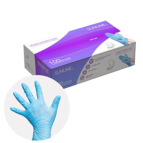 Sunline Blue Nitrile Powder Free Medical Examination Gloves (4Mil), Xx-Large #TOP13