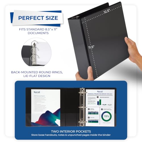 Image of Samsill 3 Inch 3 Ring Binders, Economy Round Ring, Clear View Cover, 550 Sheet Capacity - for School, Home, Office - Black, 4 Pack