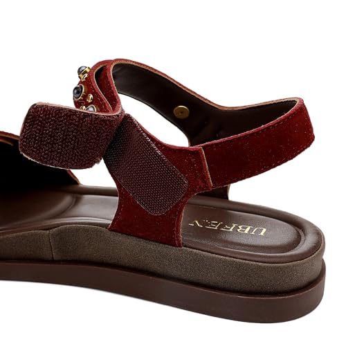 Image of UBFEN Womens Flat Sandals with Adjustable Back Strap, Arch Support | Beaded, Open Toe, Slingback, Casual, Comfortable for Walking, Vacation and Travel