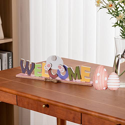 Hogardeck Easter Decorations For The Home, Hogardeck Rustic Welcome Wood Sign Easter Bunny Table Decor thumb #4