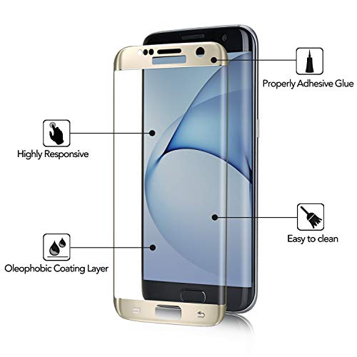 Image of Screen Protector for Samsung Galaxy A9 Pro (Gold) Tempered Glass Edge-to-Edge 6D Screen Guard With Installation Kit
