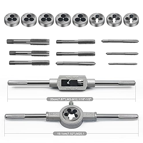 20-piece SAE Inch Size Tap and Die Set | SAE Thread Type: NC | Thread Creating and Repair Tool Kit with Storage Box - Thumbnail 2