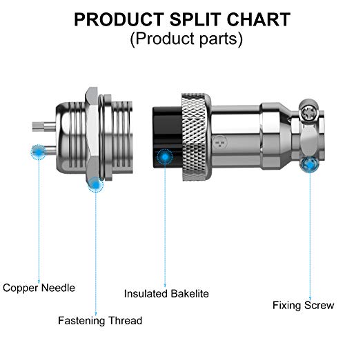 Diyhz Gx16 8 Pins Panel Metal Mount Circular Metal Aviation Connector Adapter Male Female Plug Socket (5 Pcs) #TOP1