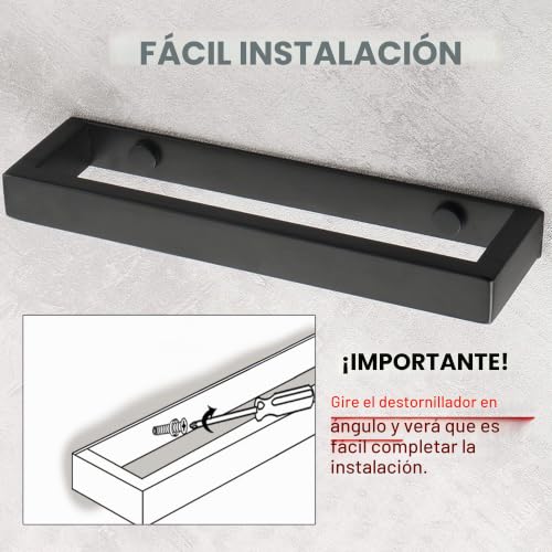Miniatura 4 de Sayayo Toallero Negro Toalleros De Baño Sin Taladro Colgador Toalla Baño Adhesivo Acero Inoxidable Toallero Baño Adhesivo Para Baño Y Cocina 20cm, Instalaciones Perforadas Y Autoadhesivas