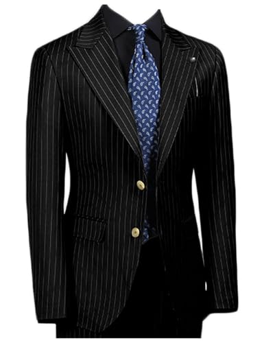 Men's Striped Blazer Business Casual Spring Summer Jacket Slim Fit Peak Lapel Formal