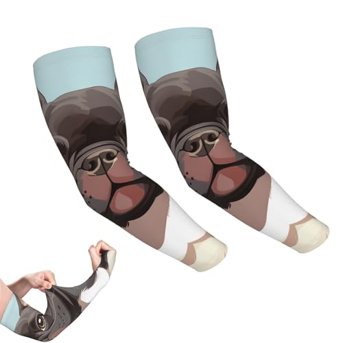 VTCTOASY Arm Sleeves for Men Women UV Sun Protection Sleeves French Bulldog Dog Cute Arm Sleeve Cooling Tattoo Cover