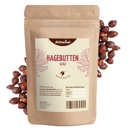 Hagebutten ganz getrocknet 1000g | naturreine ganze Hagebutten ohne Zusatzstoffe | ideal zur Herstellung von Marmelade und Tee | auch für Pferde und Hunde geeignet | vom Achterhof