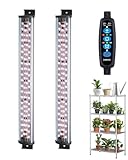 DOMMIA Grow Light Strip, 6000K White Full Spectrum Grow Lights for Seed Starting, Dimmable Plant Lamp, IP54 Waterproof, 2 Strips, PC, Multi-Colored warmwhite, 6/10/12H Timer