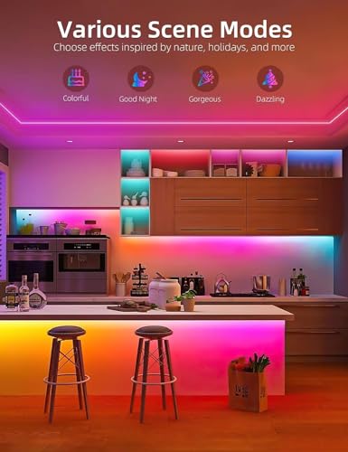 Image of Lamomo Led Strip Lights, 16.4Ft RGB Neon Led Lights for Bedroom, 12v App Control Music Sync Color Changing Rope Light Work with Alexa, Waterproof Flex Neon Sign for Indoor Decor（Without Power Adapter）