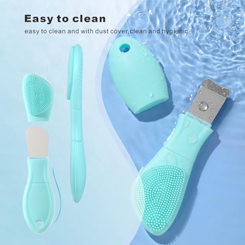 YUSAGO Multifunctional Face Scrubber,2 in 1 Pore Cleaning Brush & Blackhead Scraper,Pimple Extractor for Women Men,Face Scraper Skin Spatula,Pore Scrubber for Deep Cleansing.(Green)
