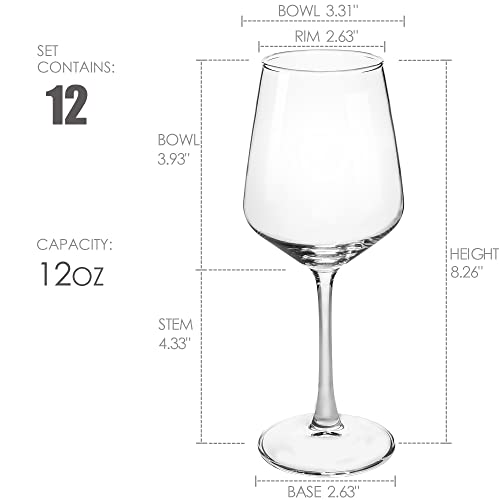 Czumjj Wine Glasses Set Of 12, 12 Oz Durable Red White Wine Glasses For Wedding, Party, Dishwasher Safe thumb #1