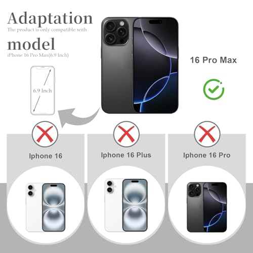 Back Glass Replacement for iPhone 16 Pro Max(6.9 inches,Black Titanium) Integrated Glass & Wireless Charging Repair Tools are Included