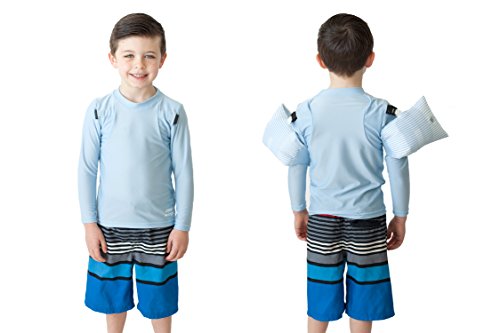 Otter Wings Kids Floaties (Water Wings) / Upf Swim Shirt Combo Swim Aid - Long Sleeve (Saltwater Blue, 2-4Yrs) #TOP2