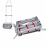 Escalera de Cuerda de Emergencia, Escalera de Cuerda con 2 Ganchos Resistentes, Escalera Plegable y Ligera de Aluminio, Escalera de Rescate y contra Incendios Antideslizante(10m/32.81ft)
