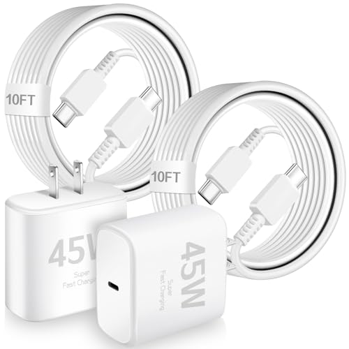 45W USB C Charger for Samsung Charger Fast Charging,Super Fast Android Phone Charger,2Pack Type C Chargers Block Long 10FT Type C Charging Cable for SamsungGalaxy S25 Ultra/S25/S24+/S23/S22+/S21/S20