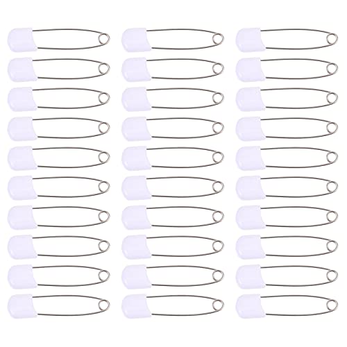 Kisangel - Kisangel 50pcs Diaper Pins, Plastic Head Cloth Nappy Baby Safety Brooch Pins for Locking Corsage Breastpin Making Supplies,White