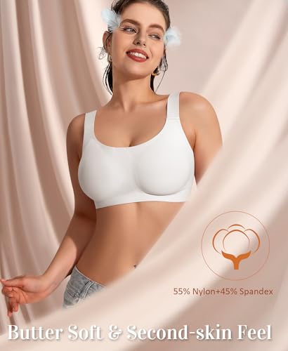 Image of Wireless Jelly Seamless Bras for Women No Underwire Tshirt Full Coverage Padded Bra Comfortable Everyday Bralettes